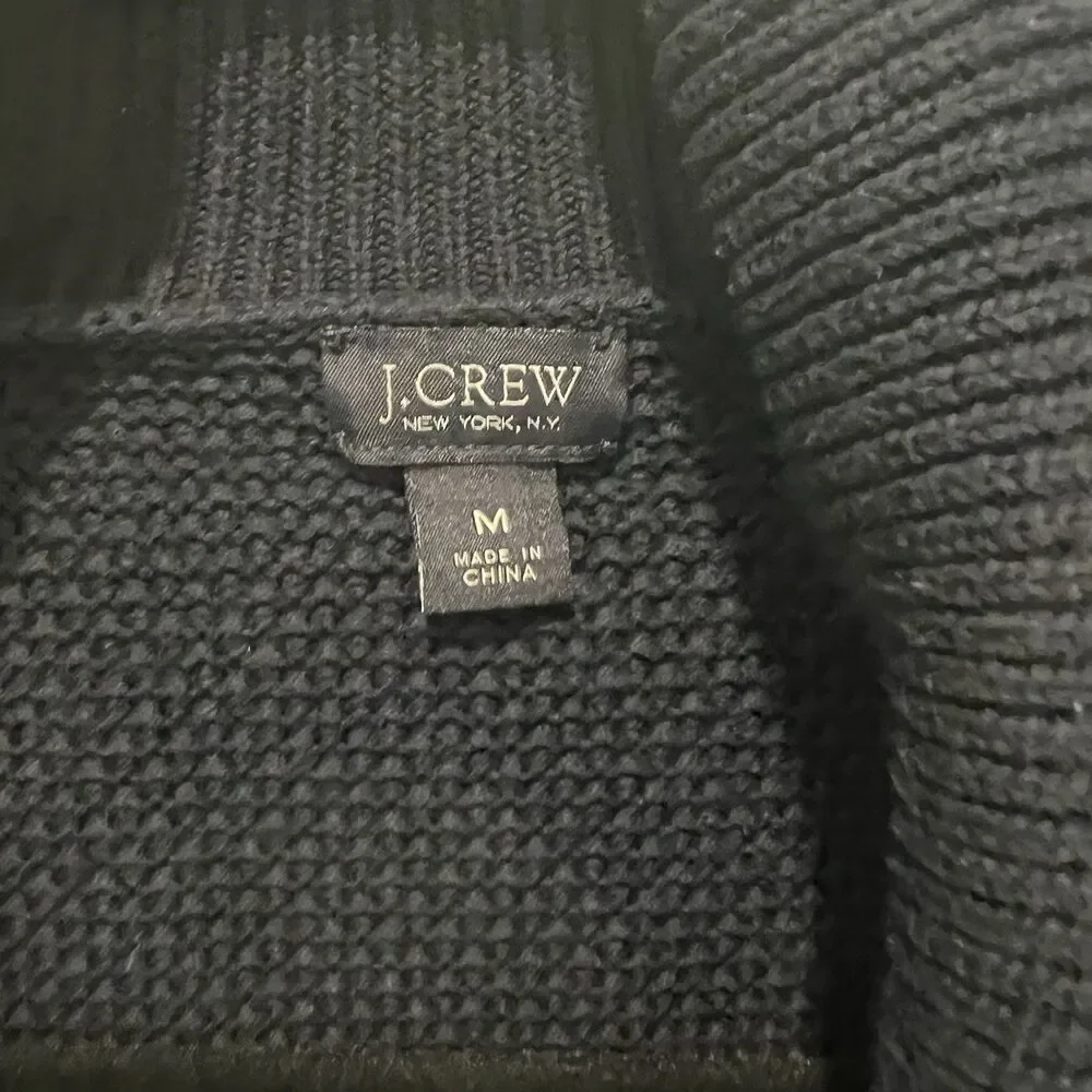 J. Crew Cotton Cable Knit Shawl-Collar Cardigan M Navy Heritage Academia Preppy